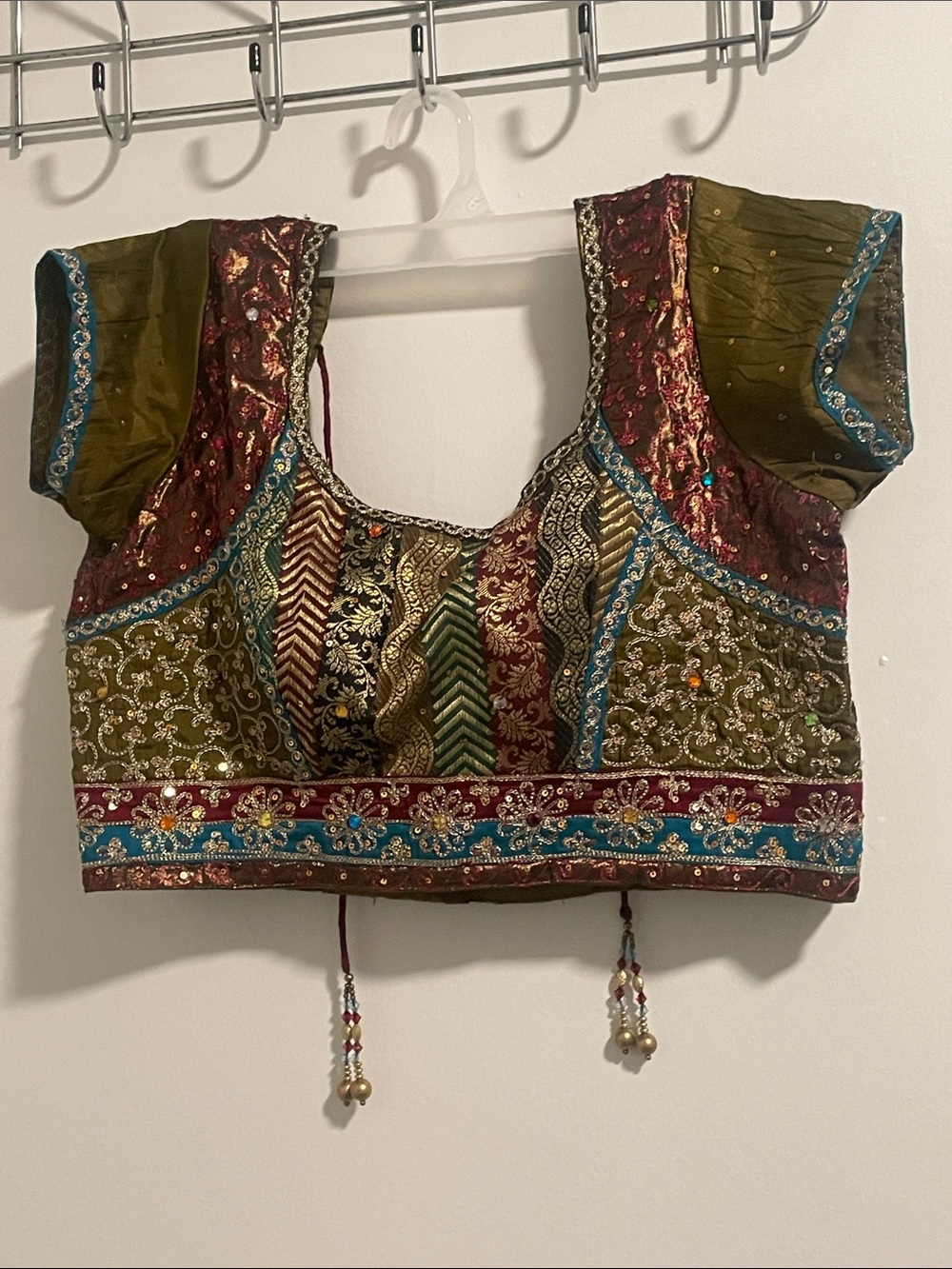 Saree blouse handmade Embroidered Multicolor Women's Crop Top